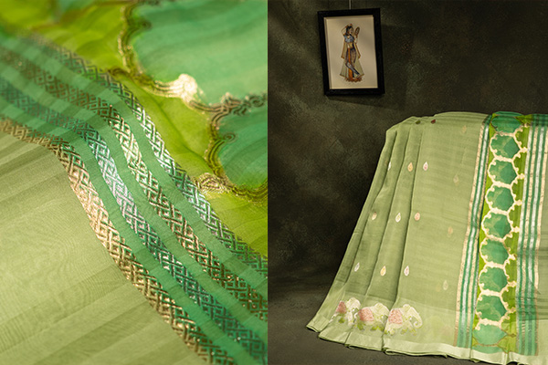 green organza sarees